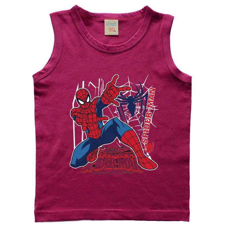 Лето 2021 одежда Marvel для мальчиков футболка человека паука Детская с короткими