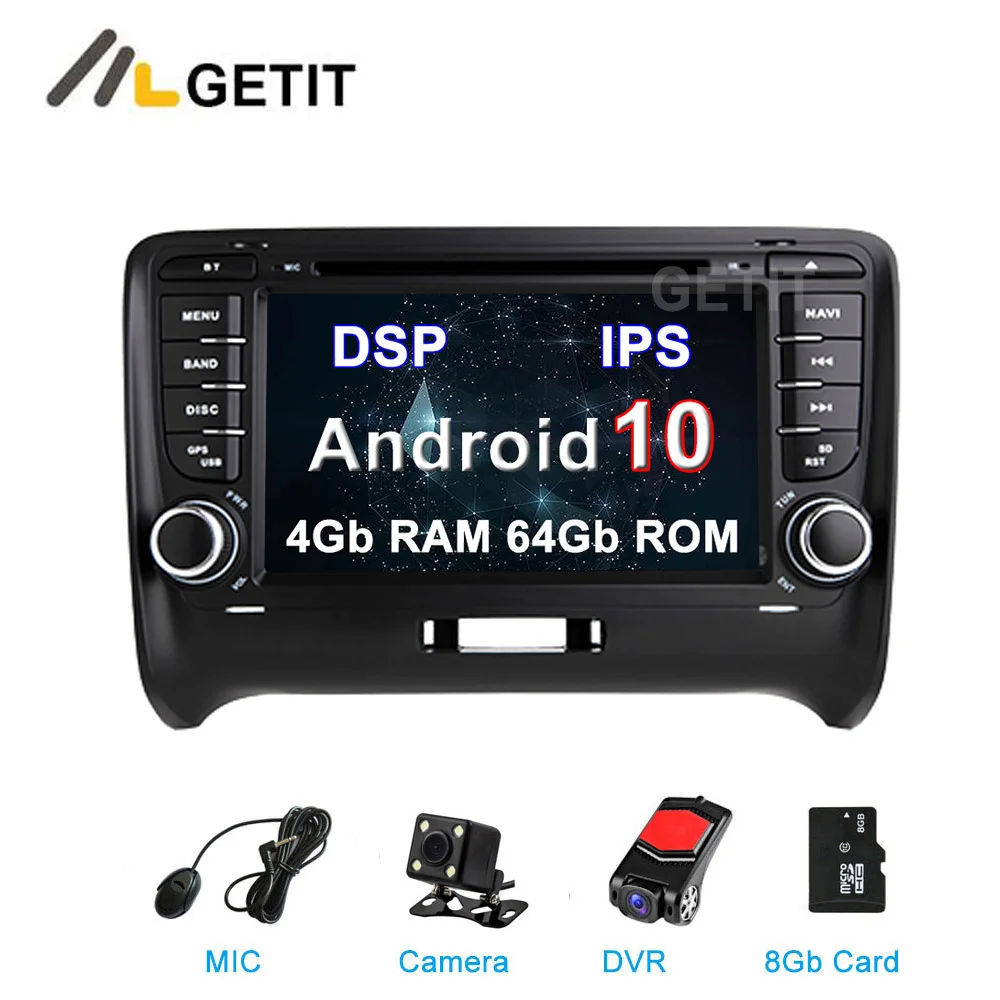 DSP IPS Android 10 Автомобильный DVD стерео мультимедийный плеер радио GPS для Audi TT MK2 8J 2006 2007 - Фото №1