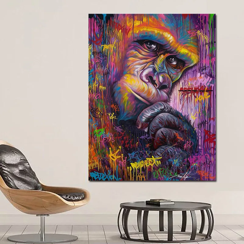 MUTU абстрактная цветная картина маслом обезьянка стена искусство животное печать