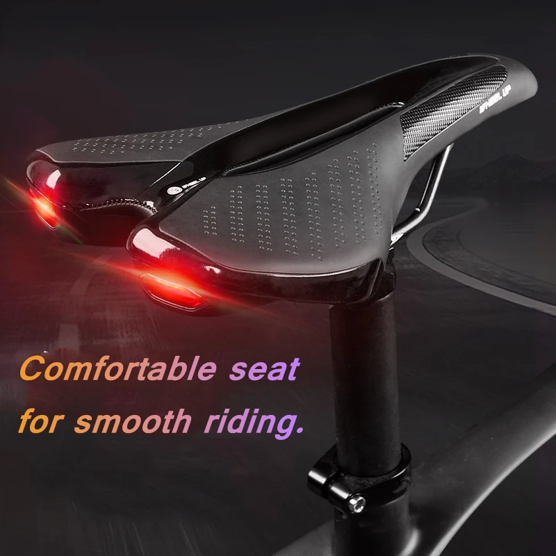 

MTB Bicycle Saddle Taillight Cushion Bike Leather Saddle Rail Hollow Breathable Soft Cushion Seat Mat Bike Accessories