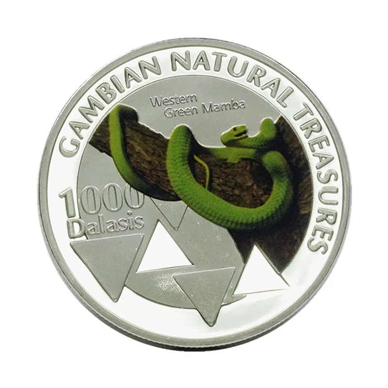 

Republic of Gambia Collection Specie Gambian Natural Treasures Western Green Mamba 1000 Dalasis Commemorative Coins
