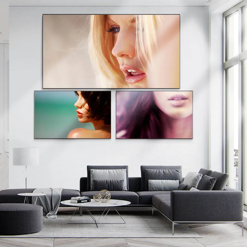 

Figure oil painting model sexy lips close up art canvas painting living room corridor office home decoration mural