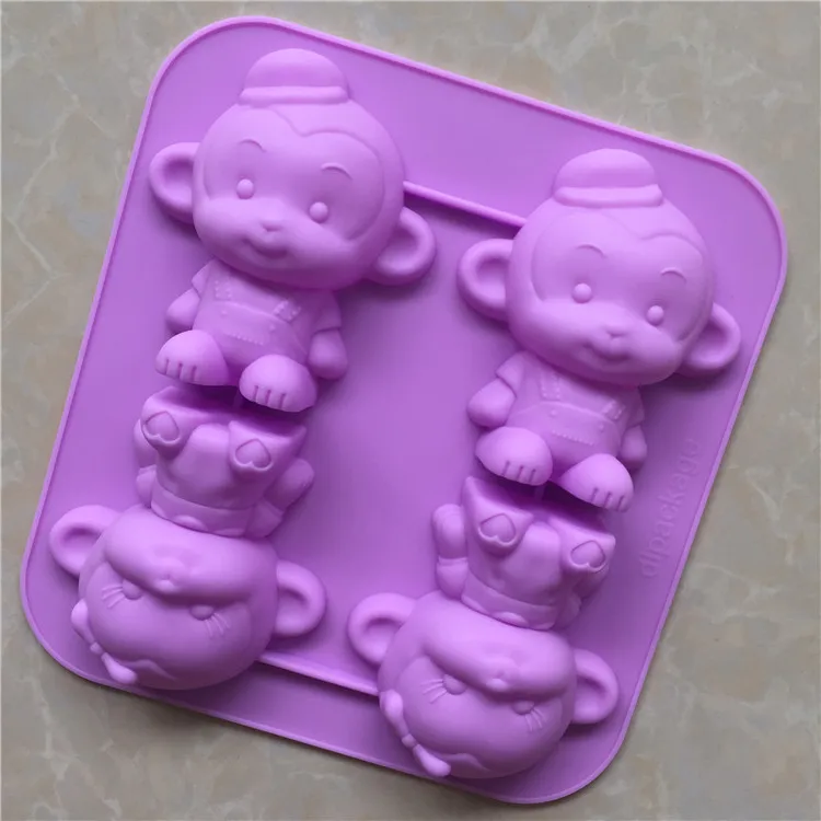 

4 Pieces of Monkey Silicone Soap Cake Mould Xg056