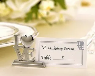Free Shipping 50pcs/lot Silver Love Place Card Holder