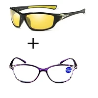 2pcs anti blu light purple comfortable frame ultralight reading glasses for women ladies and sports polarized sunglasses