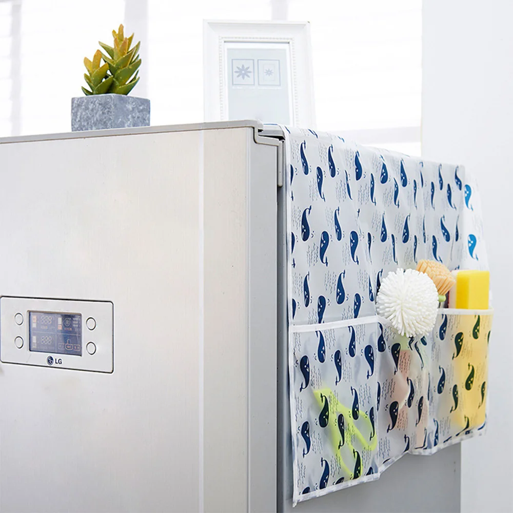 

1PC Fridge Cover Dust Proof Mothproof Household Decor with Storage Bag Refrigerator Protective Cover for Kitchen Living Room