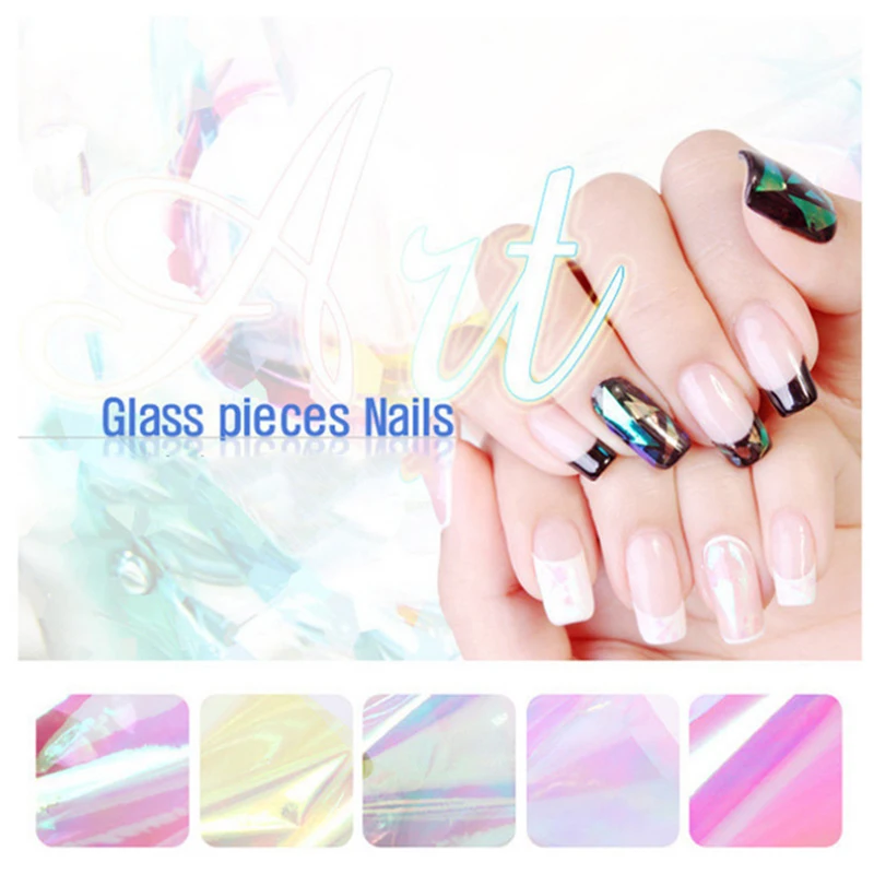 Красочные наклейки для ногтей Аврора гель клей Переводные картинки пайетки