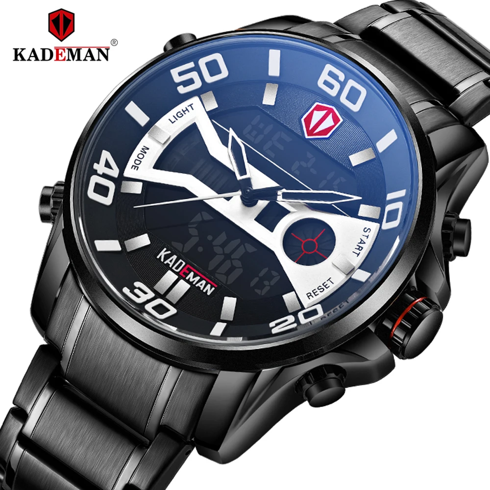 Бренд KADEMAN роскошные модные спортивные часы для мужчин кварцевые цифровые