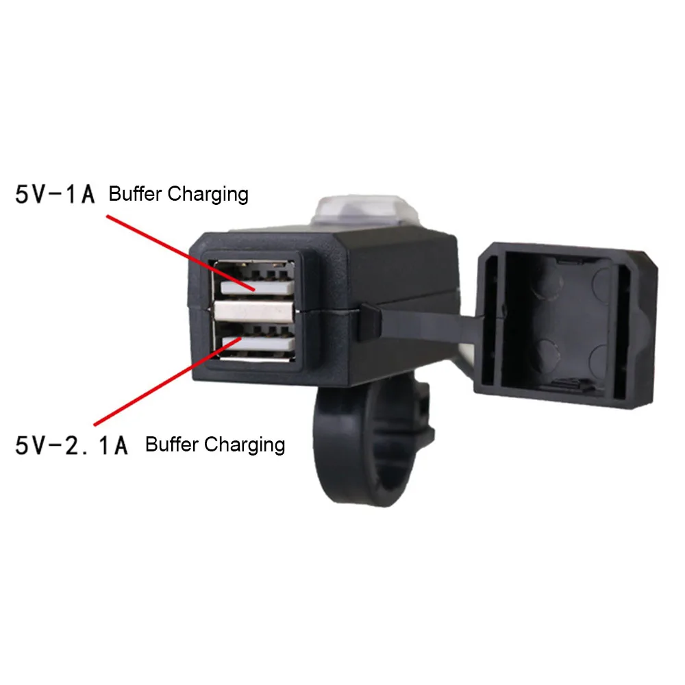 

QC 3.1A Dual USB Motorcycle Handlebar Charger Adapter Power Supply Socket Waterproof Mobile Phone Charger