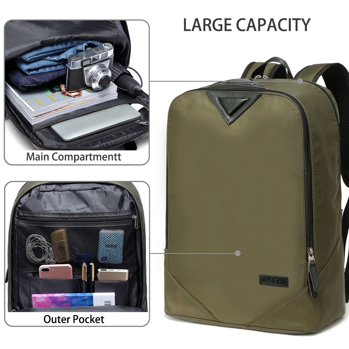 VASCHY модный рюкзак для ноутбука школьные сумки школьная дорожная сумка женский