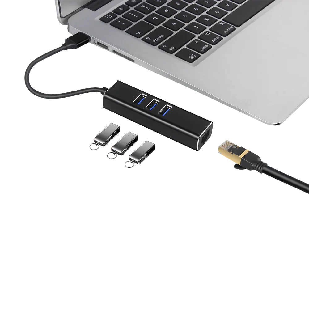 

Tccmebius USB3.0 to Ethernet hub adapter with RJ45 Gigabit network LAN port docking station,suitable Suitable for PC laptopsetc