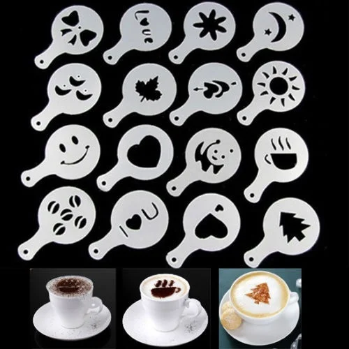 16 предмета кофейные латте художественные трафареты DIY украшения торт пена для