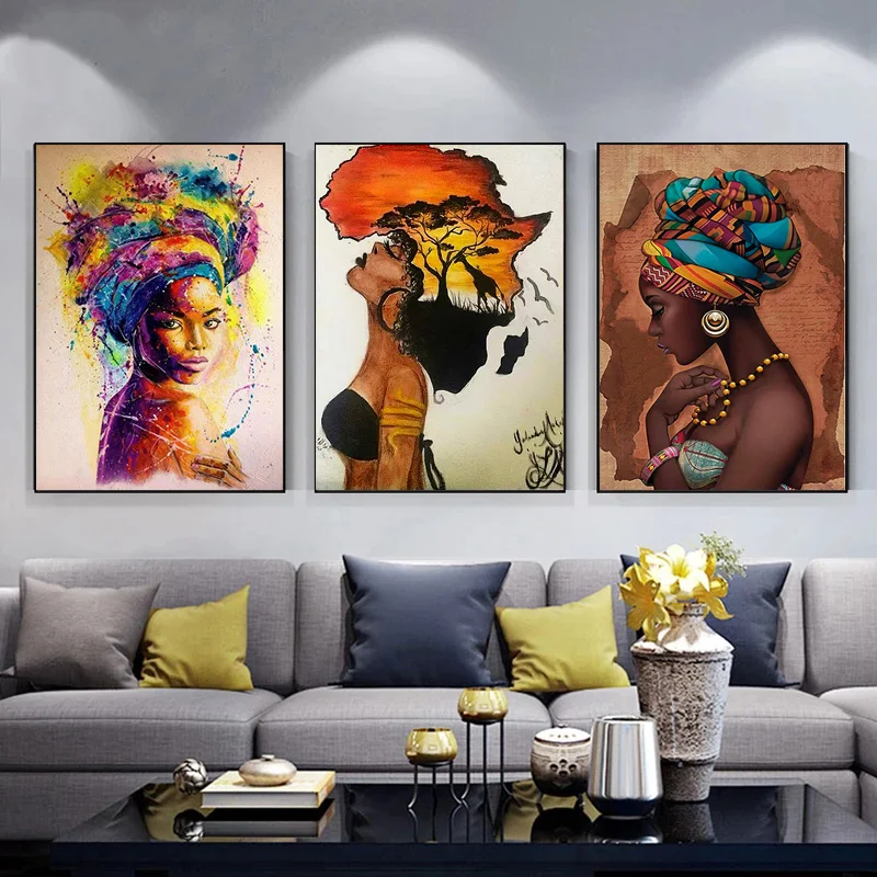 

Nordic Scandinavian Canvas Paintings African Black Nude Woman Poster and Prints Wall Graffiti Art Pictures for Living Home Decor