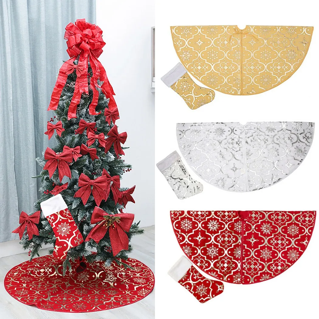 

2021 Christmas Tree Skirt Base Floor Mat Cover Party Decor Xmas Navidad Tree Decor Bauble Gift Mat Carpet New Year Ornaments