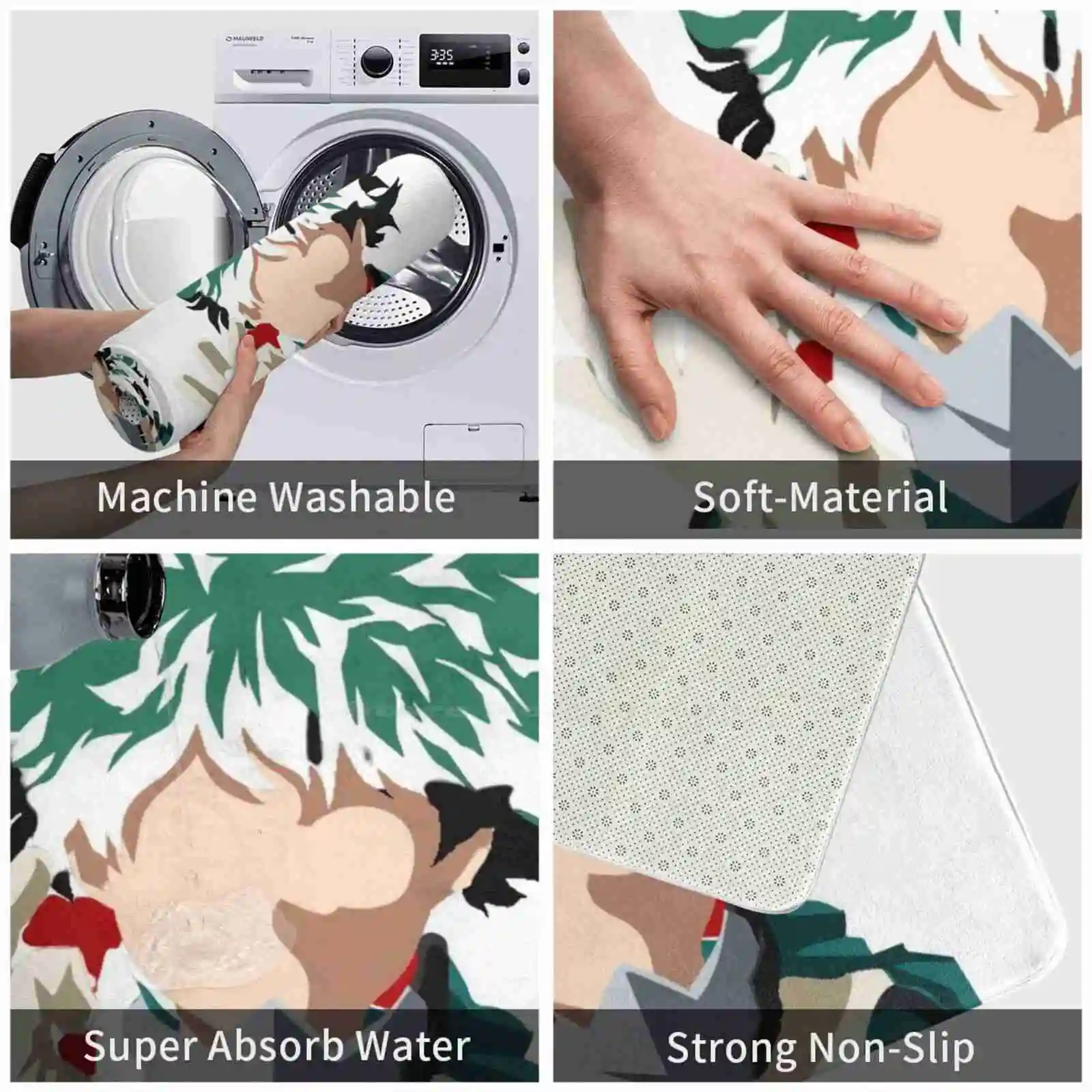 Удобный коврик Midoriya для двери ног аниме bokunoheroworld Mha Deku | Дом и сад