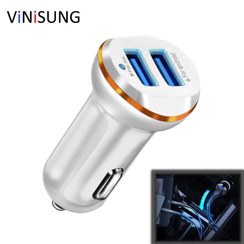 Автомобильное зарядное устройство VINISUNG Mini с двумя USB портами а универсальное
