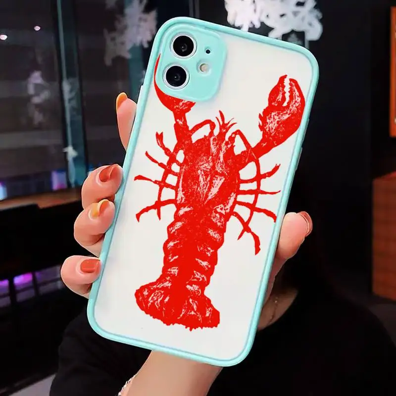 

lobster crab cute cartoon Animal Phone Cases matte transparent For iphone 7 8 11 12 plus mini x xs xr pro max cover