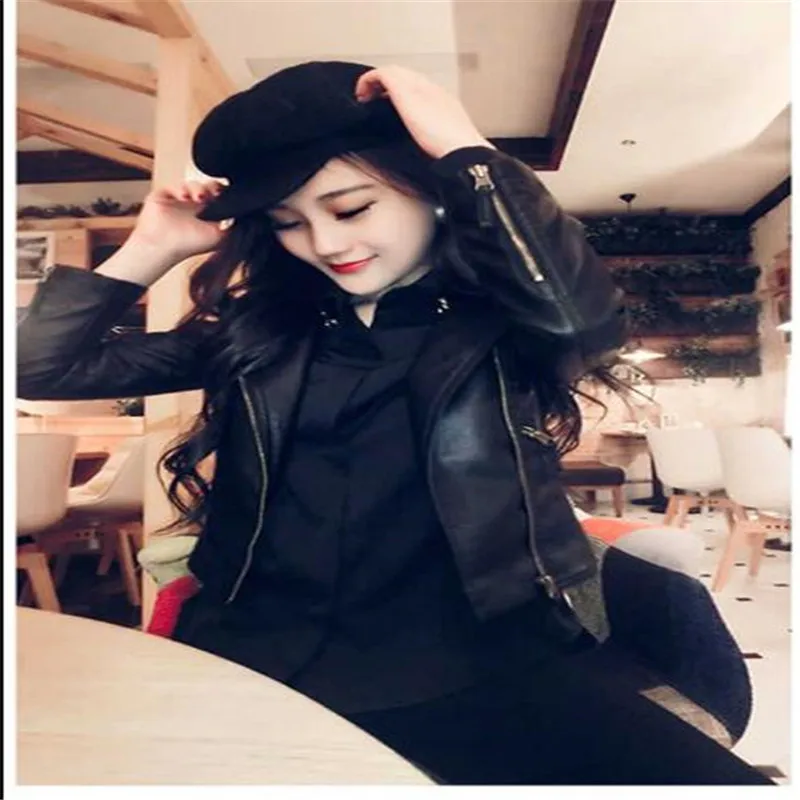 Women PU Leather Jackets Black 2019 Autumn Slim Cool Lady Sweet Female Zipper Faux Femme Outwear Coat Plus Size S-4XL