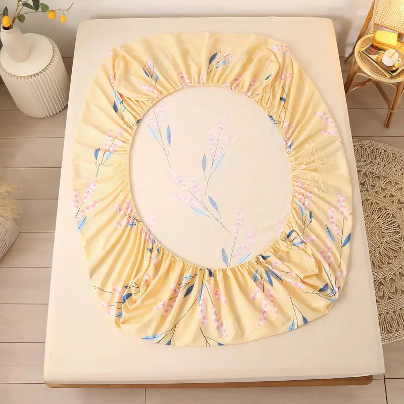 Наматрасник 1 шт. 100% хлопок двухслойный Королевский размер простыня с цветочным