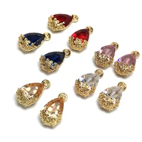 natural stone pendants water drop shape gold flower decorated quartz pendants for diy elegant necklace jewelry making accessorie