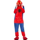 Взрослый красный паук Кигуруми для женщин и мужчин Мультяшные животные косплей костюм зимняя комбинезон Пижама с капюшоном смешной парный костюм для вечеринки