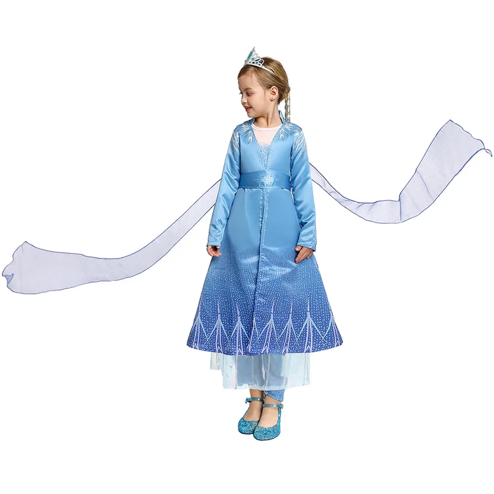 Детский светящийся костюм Эльзы для девочек детское платье поездок на океане