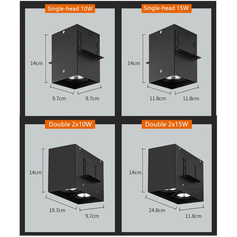 Квадратный светодиодный настенный светильник с регулируемой яркостью точечный