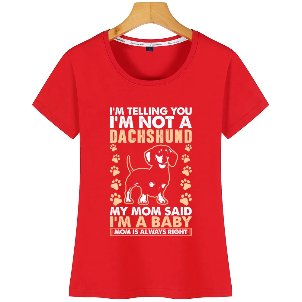 Женские топы футболка Im Not A Dachshund Dog Mom Kawaii черная короткая | Женская одежда