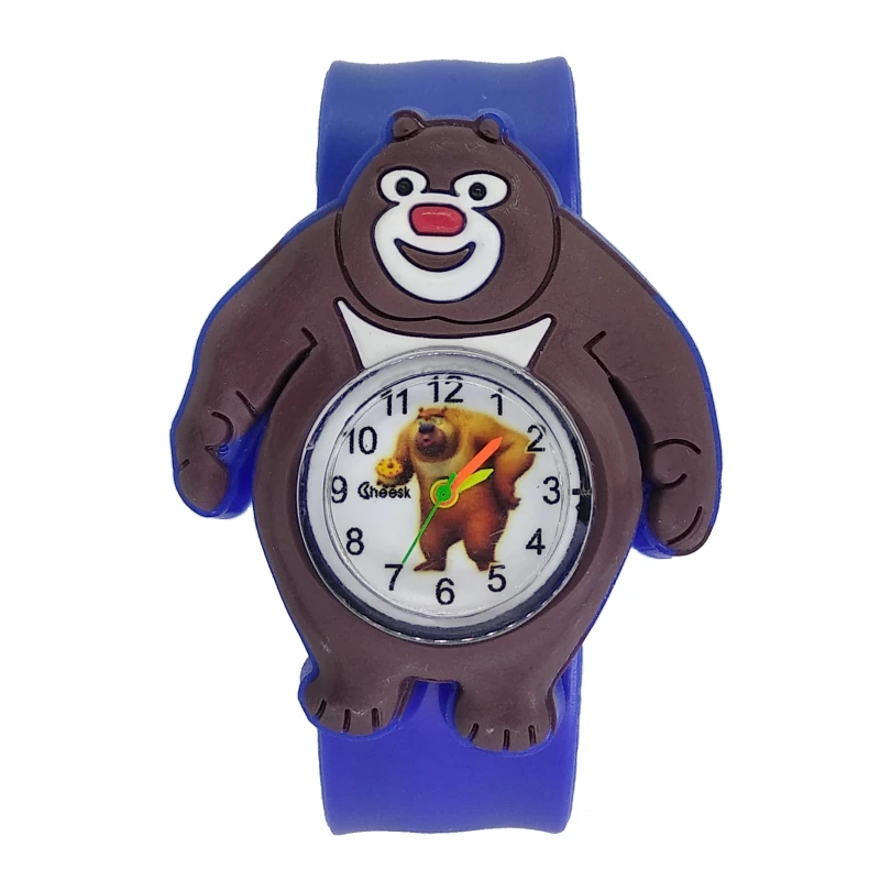 Мультфильм 3d Медведь часы Для детей Резиновая кварцевые детские для мальчиков и