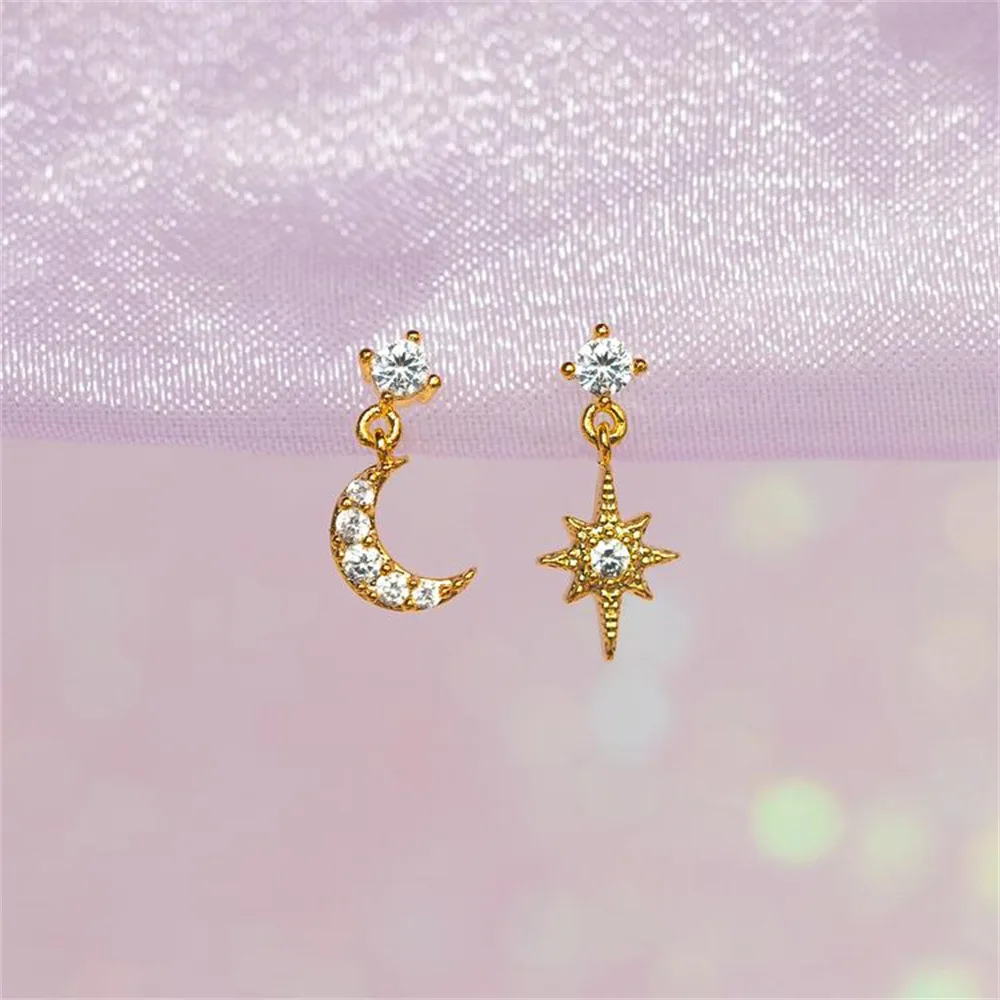 

Женские асимметричные серьги с позолотой, Винтажные серьги в форме Луны и звезды, Подарочная бижутерия