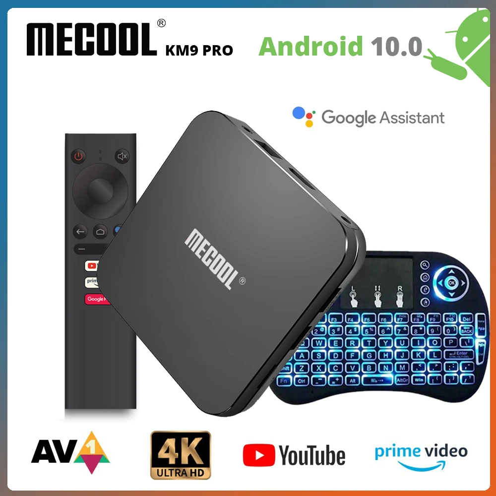 ТВ приставка MECOOL Android 10 0 KM9 PRO с сертификатом Google 4 ГБ 32 ROM для учетной записи Netflix 2 4G