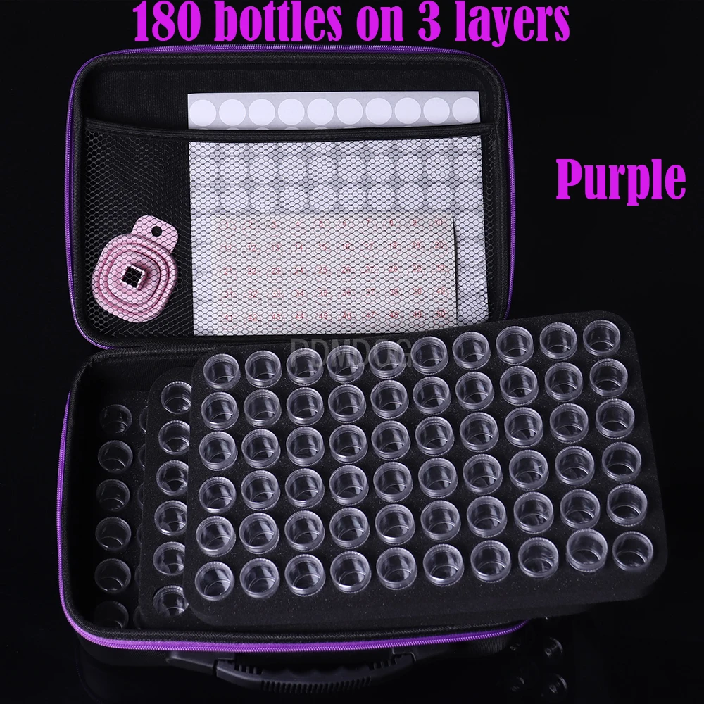 

2022 New 180 Bottles Diamond Painting Accessories Container Storage Bag Box Carry Case 5D Diamond Embroidery Tools Handbag