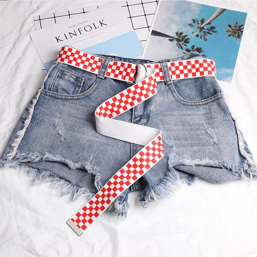 Hot Canvas Belts Canvas Waist Belts Checkerboard Casual Checkered Waistband Black White Plaid Belt For Women Fanny Band