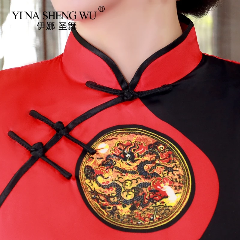 

Plus Size Chinese Style Qipao Long Dress Formal Slim Dress Women Silk Satin Long Qipao Vintage Elegant Flower Cheongsam 3XL