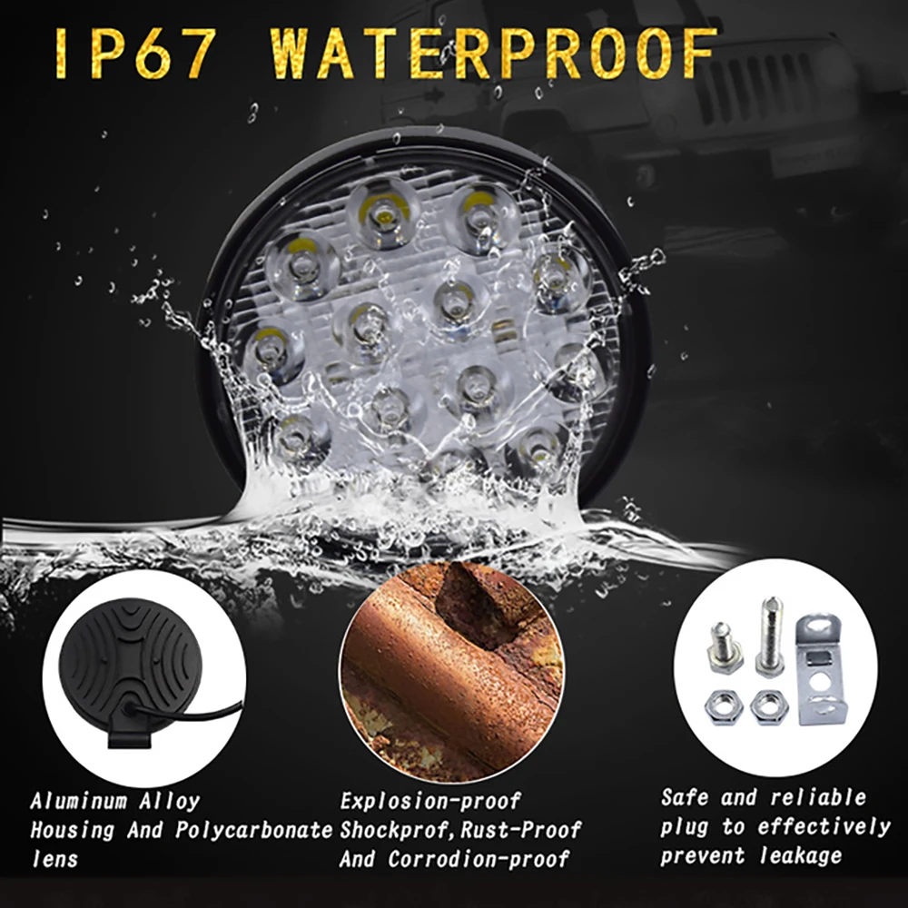 

LED 42W Work Light Bar 9V-32V Car LED Spotlight Round Auto Truck Off Road Big Ledbar Offroad Accessories for ATV Cars Motorcycle