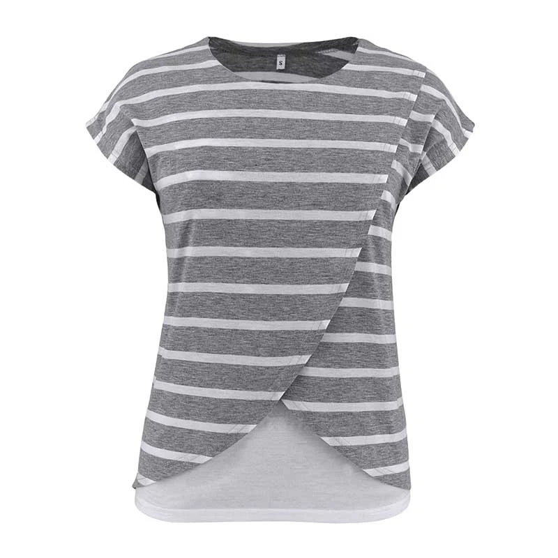 Двухслойная рубашка для беременных с коротким рукавом одежда грудного