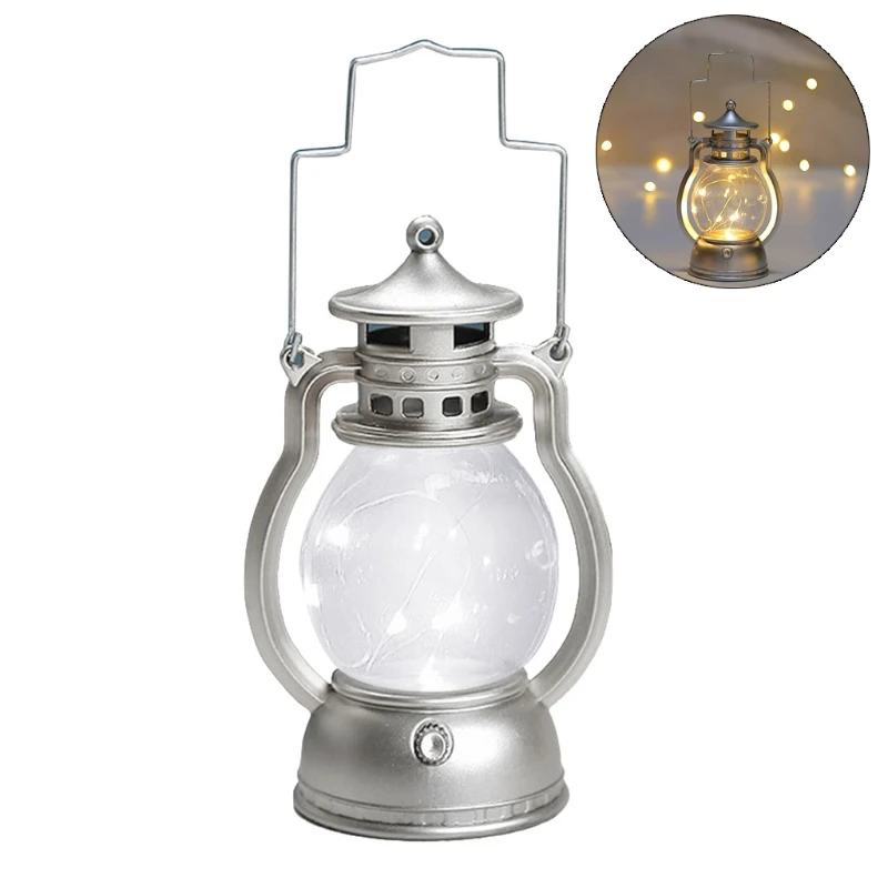 

896B Battery Operated Vintage Hurricane Lantern LED Lantern with Dimmer Switch ABS Material Hanging Lantern for Outdoor Patio