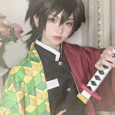 Аниме! Demon Slayer: Kimetsu no Yaiba Tomioka Giyuu Combat gear, костюм для косплея, наряд на Хэллоуин, новинка