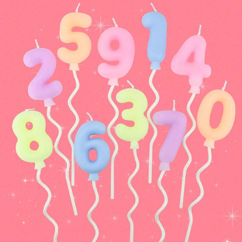 

Baking Cartoon Color Balloon Candy Number Candle Decoration Wedding Children Happy Birthday Party Plugin Dress Up Cake Topper