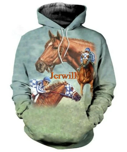 

Fashion Women/Men's Animal Racing Horse 3D Print Hoodies Sweatshirt Pullover