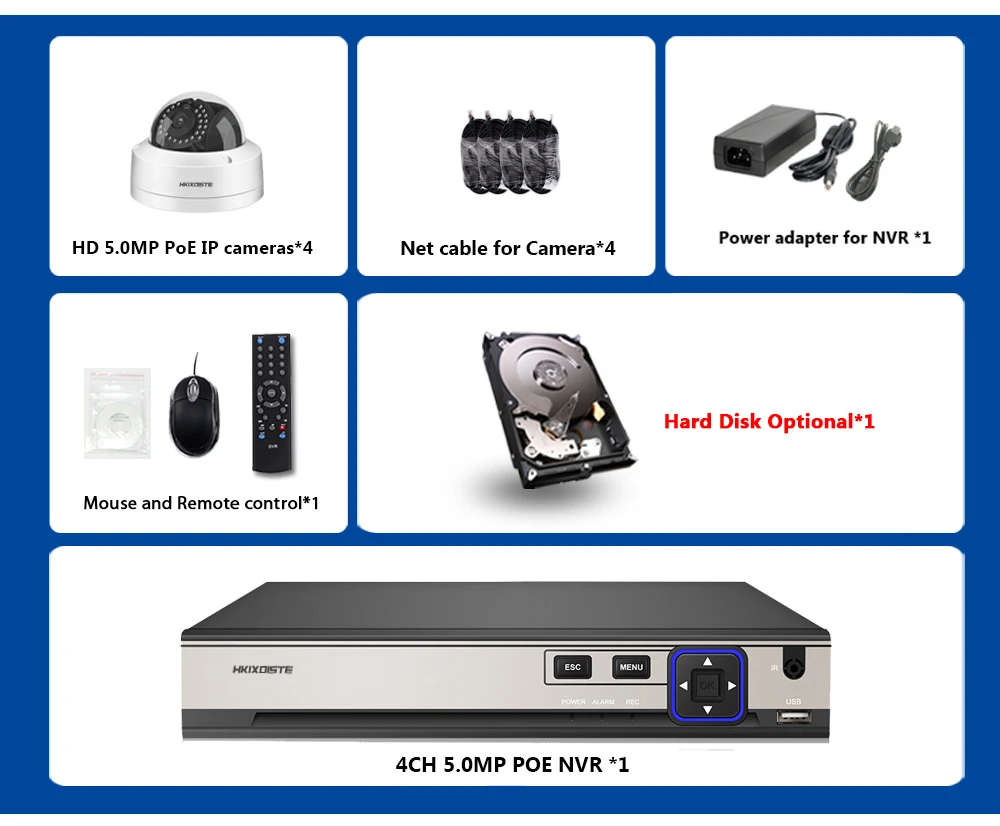 H.265 5MP IP камера сетевой рекордер POE NVR 4poe набор CCTV система безопасности Антивандальная HD 5MP ip-камера ИК Ночной монитор для зрения