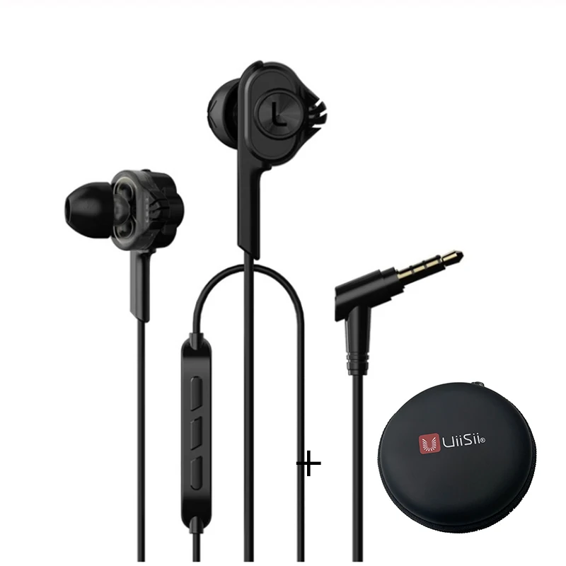 Uiisii наушники BA-T6 с двойным драйвером, шумоизоляция, Hi-Fi стерео наушники для спорта, музыки, игр, наушники для IOS и Android - Цвет: Black And Box