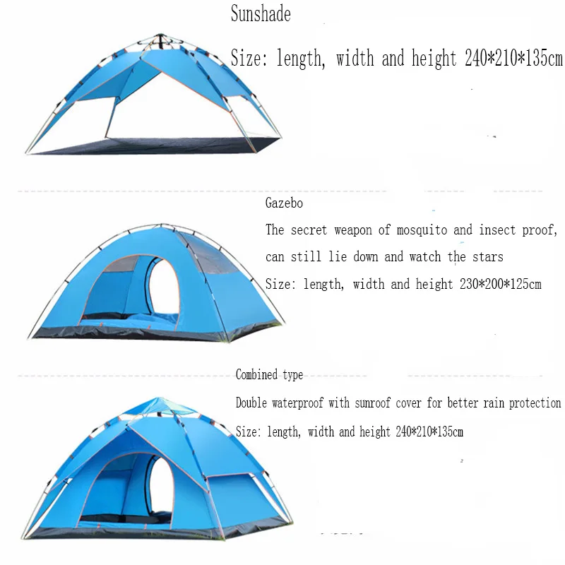 Автоматическая быстрооткрывающаяся палатка для кемпинга из России Пляжная на 4