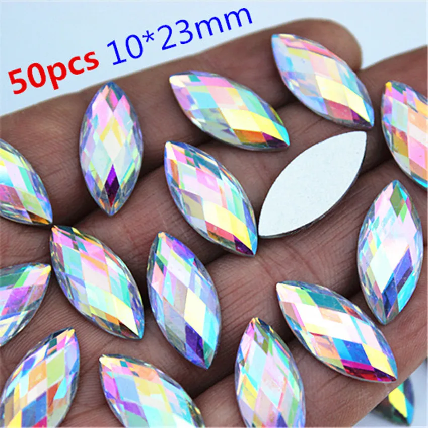 100-50 шт./пакет смешанные кристаллы AB Стразы Обрезанные камни конский глаз