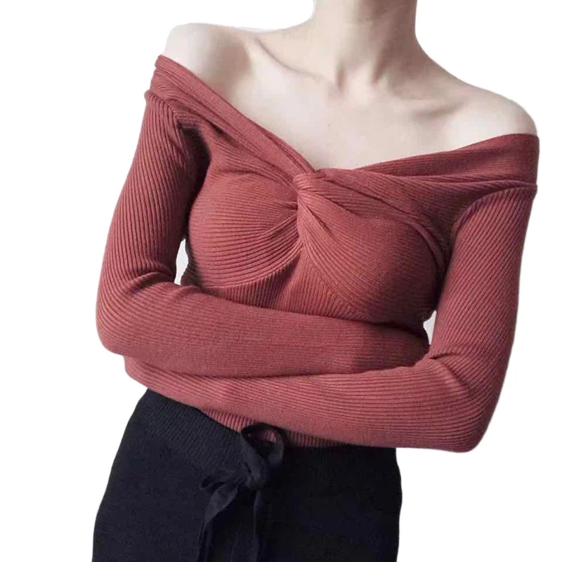 

2020 New Fashion Women Long Sleeve Knitted T-shirt Tops V Neck Female Pullover Casual Sweater Spring Autumn T-shirt Tops