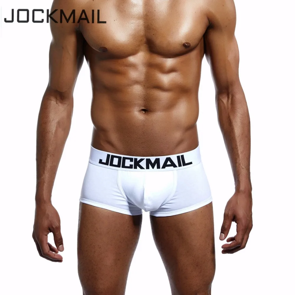 Бренд JOCKMAIL, классическое базовое однотонное качественное хлопковое Мужское нижнее белье, боксеры, шорты, мужские трусы, сексуальные трусы, гей ночное и нижнее белье