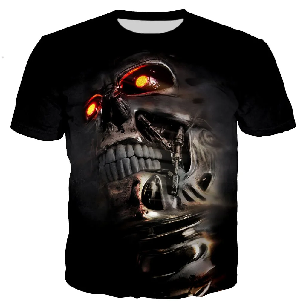 Camisetas con estampado 3D de Terminator Arnold Schwarzenegger para hombre y mujer, ropa de calle informal, Tops