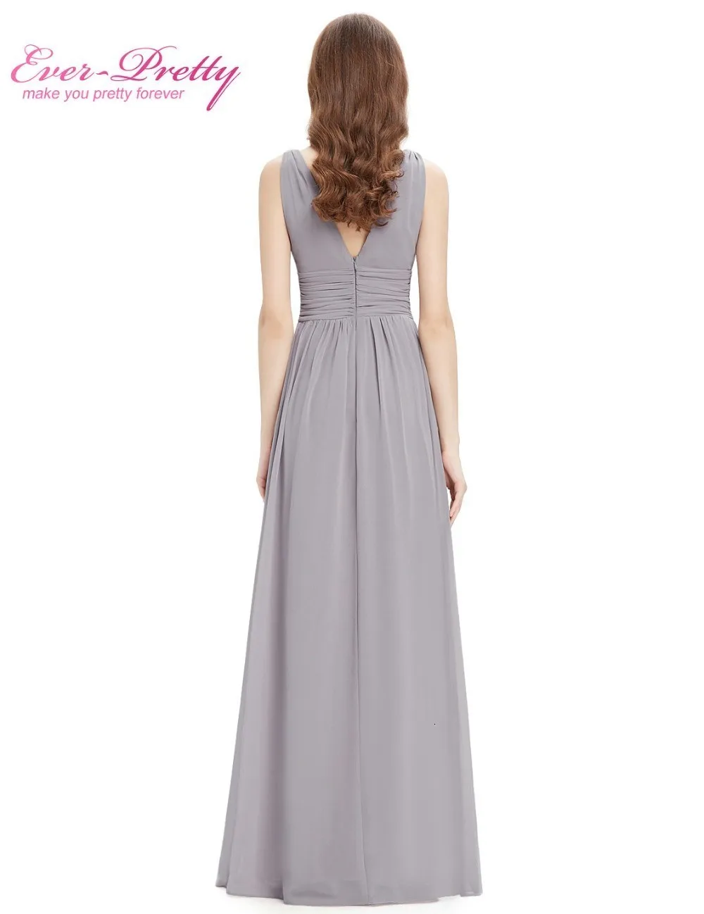 Vestido Fiesta Mujer Ever Pretty, длинное шифоновое свадебное платье трапециевидной формы с v-образным вырезом, элегантные королевские синие платья подружек невесты