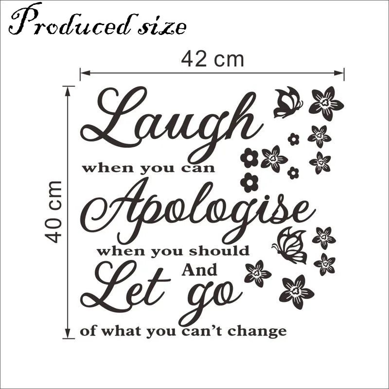 

Laugh apologize let go life quote wall stickers home decor vinyl adesivo de parede home decoration wall sticker