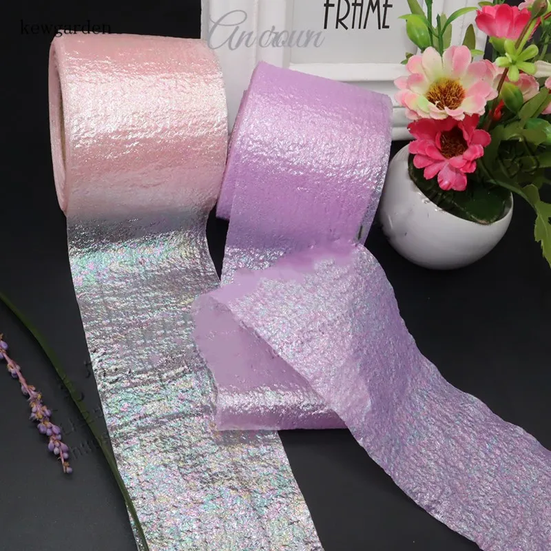 

6cm Oil Bright Snow Seersucker Lace Gauze Laser Ribbons DIY Flower Bowknot Accessories Handmade Tape Wholesale 25 Yards